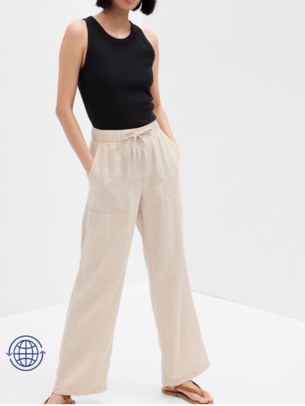 Gap wide leg linen pants LG